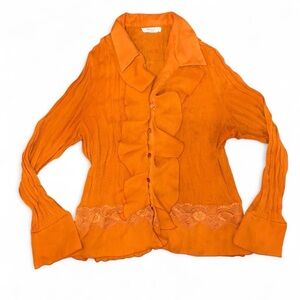 Orange Ruffled Women's Top